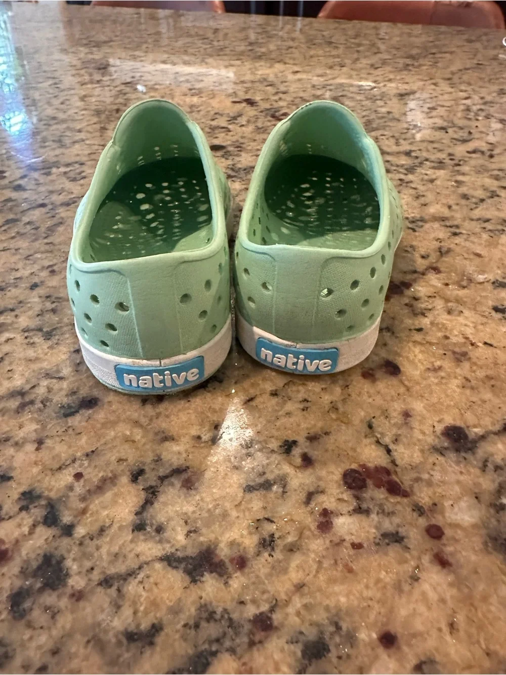 Native Kids Jefferson Slip-On Water Shoes in Mint Green with White Toe